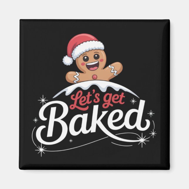 Jul Pepparkakor Man Familj Låt Oss Baka  Magnet (Framsidan)