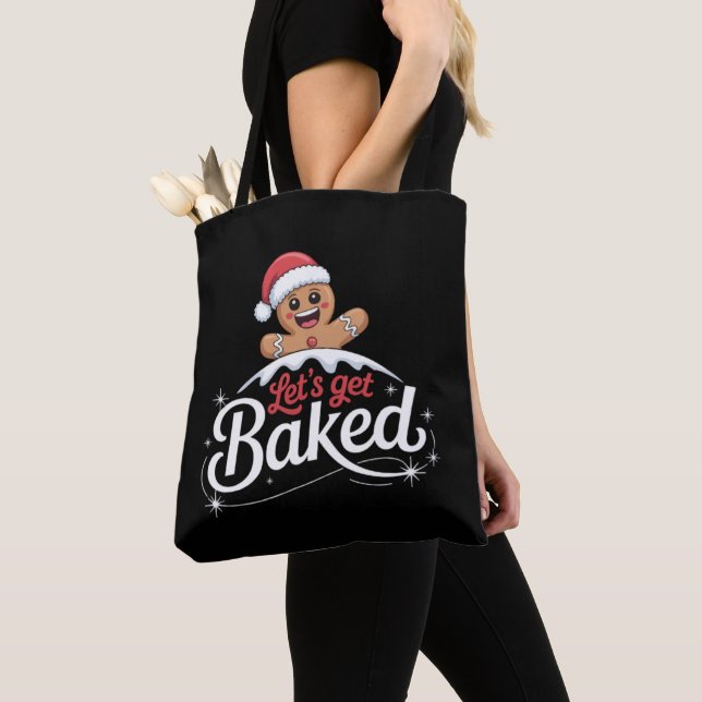 Jul Pepparkakor Man Familj Låt Oss Baka  Tygkasse (Närbild)