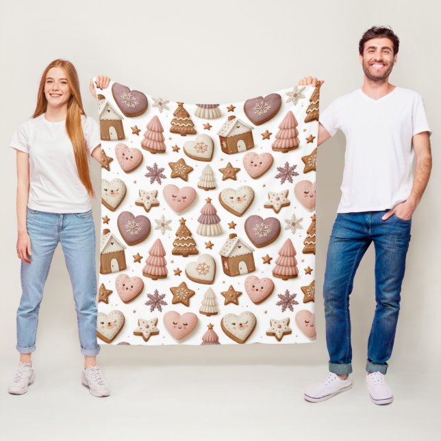 Jul Pepparkaks Cookie Mönster Fleecefilt (På plats)