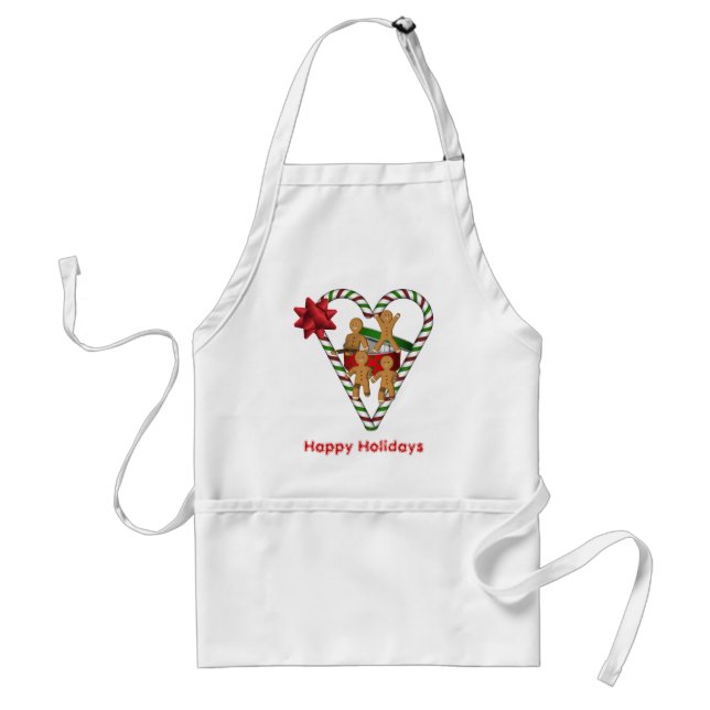 Jul Pepparkaksgubbe Candy cane Helgdag Apron Förkläde (Framsidan)