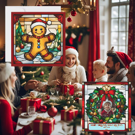 Jul Pepparkaksgubbe Falskt Glasmosaik Kort