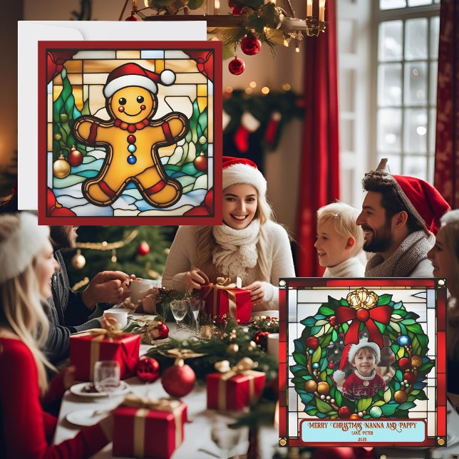 Jul Pepparkaksgubbe Falskt Glasmosaik Kort (Skapare uppladdad)