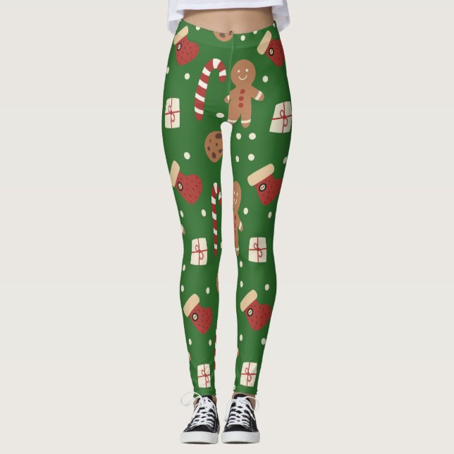 Jul Pepparkaksgubbe Mönster Leggings (Framsida)