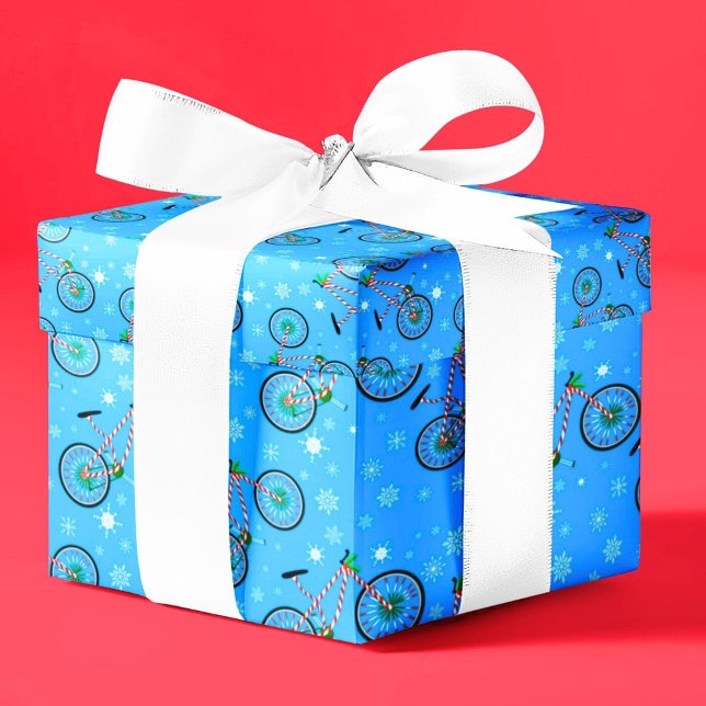 Jul Pepparmyntsgodis Cykel Snöflingor Presentpapper (Skapare uppladdad)