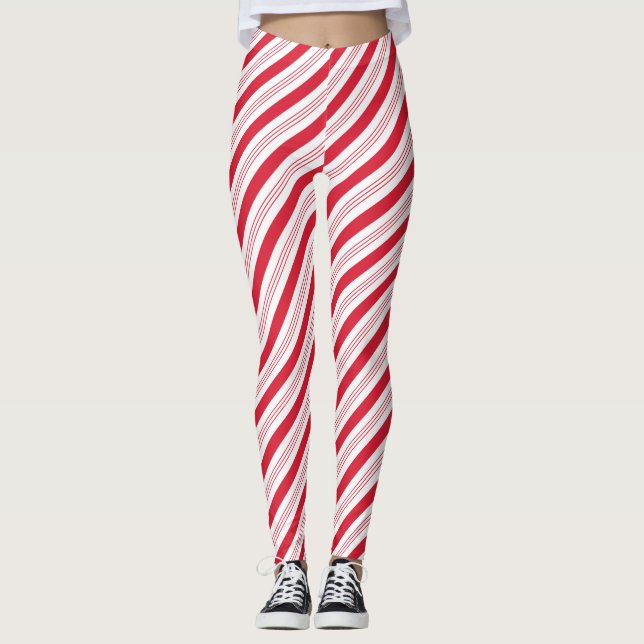 Jul Peppermint Candy cane Rand Leggings (Framsida)