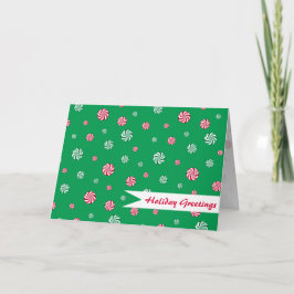 Jul Peppermint Candy Grönt Holiday Greetings Helgkort