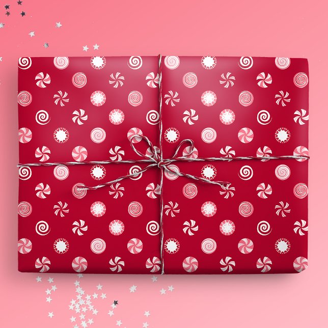 Jul Peppermint Candy Lollipops Polka Dot Presentpapper (Gift mockup)