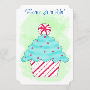 Jul Peppermint Cuptårta Coffee Dessert Party Inbjudningar