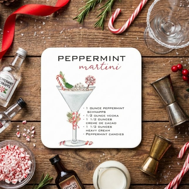 Jul Peppermint Martini Cocktail Recipe Underlägg Papper Kvadrat (Skapare uppladdad)