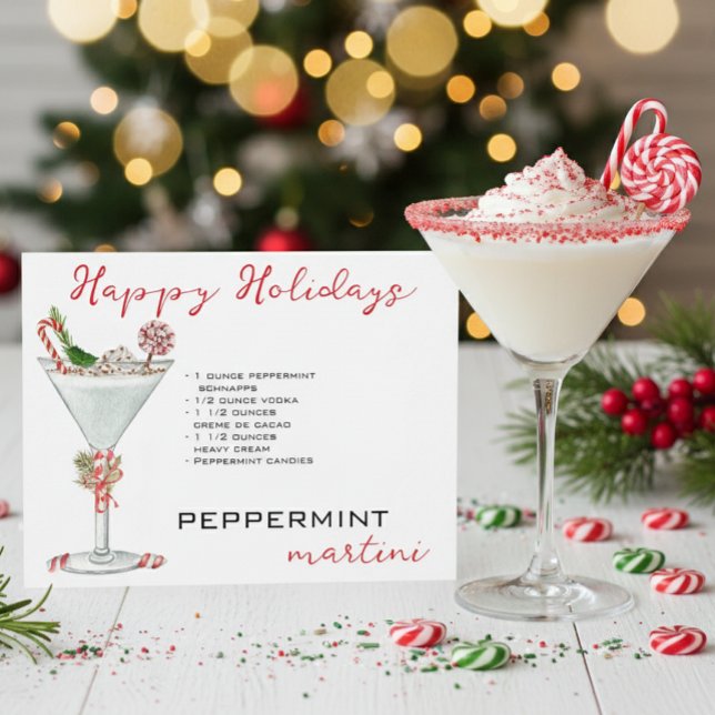 Jul Peppermint Martini Cocktail Recipe Vykort (Skapare uppladdad)