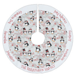 Jul Peppermint Penguins Personlig Namn Julgransmatta Borstad Polyester