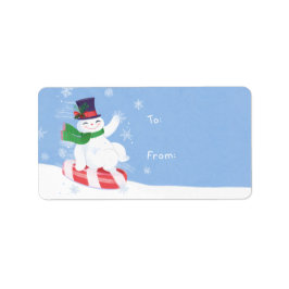 Jul Peppermint Snögubbe Sticker Gift Märkre Adressetikett