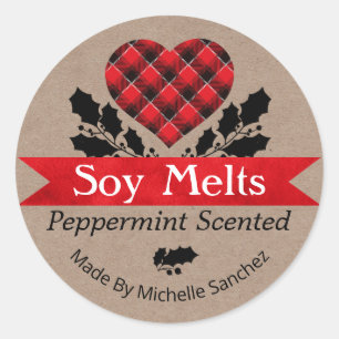 Jul Peppermint Soy Melt Kraft Plade-etiketter Runt Klistermärke