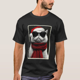 Jul Perserkatta med solglasögon Tomtehatt Fu T Shirt