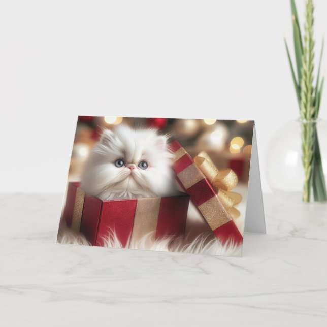Jul Persian Kitten i en gift box Helgkort (Framsida)