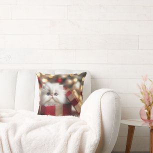 Jul Persian Kitten i en gift box Kudde