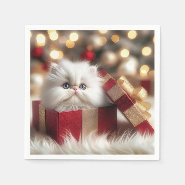 Jul Persian Kitten i en gift box Pappersservett (Framsidan)
