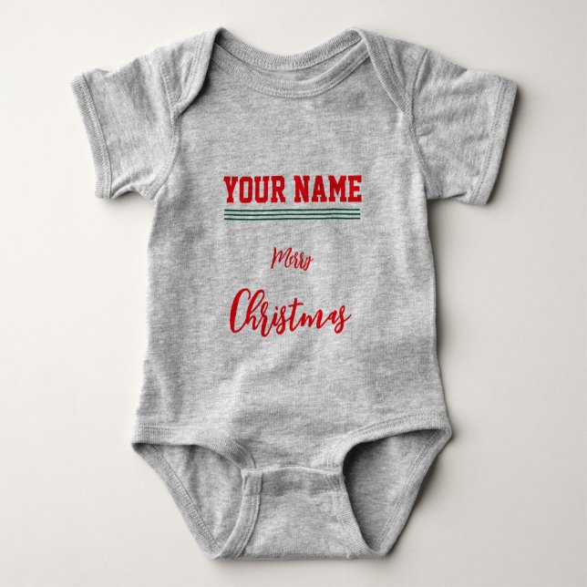Jul personlig Baby Jersey Bodydräkt grått T Shirt (Framsida)