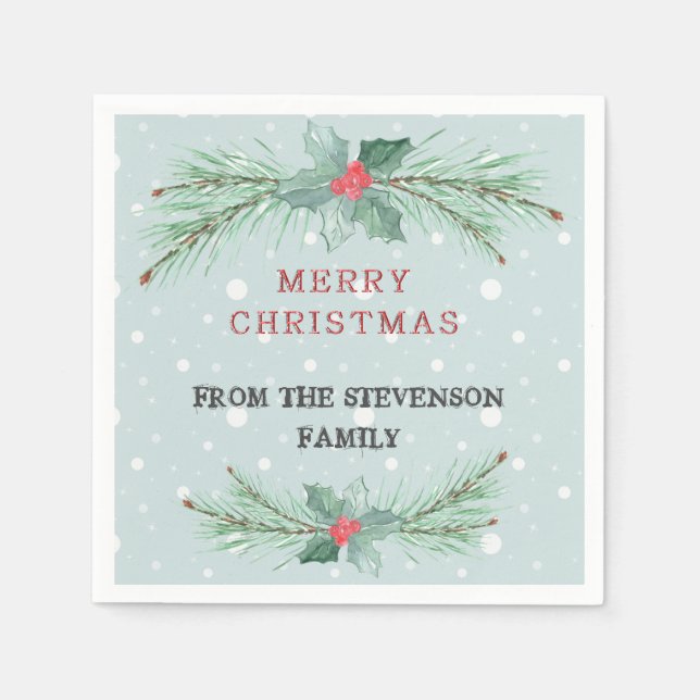 Jul, Personlig, Spruce, mistletoe Pappersservett (Framsidan)