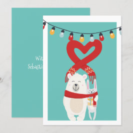 Jul - Personligen Cute Bear och Bunny Julkort