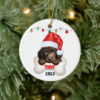 Jul Pet Ornament, Pudel jul Julgransprydnad Keramik