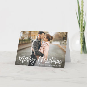 Jul Photo Brush Script New Mr och Mrs Fold Helgkort