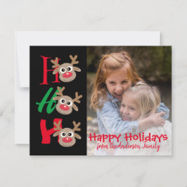 Jul Photo Ho Ho Ho Tecknad Reindeer Black Julkort