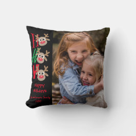 Jul Photo Ho Ho Ho Tecknad Reindeer Black Kudde