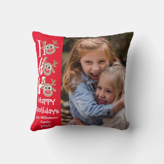 Jul Photo Ho Ho Ho Tecknad Reindeer Black Kudde (Baksida)