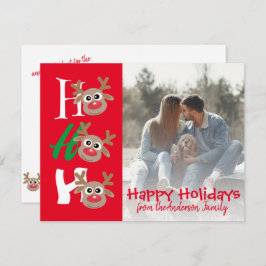 Jul Photo Ho Ho Ho Tecknad Reindeer Red Julkort