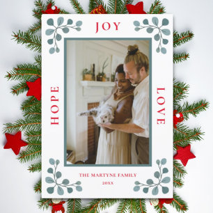 Jul Photo Hope Joy Kärlek Eucalyptus Lämnar Ho Julkort