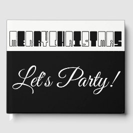 Jul Piano Nycklar Typography Black and White Gästböcker