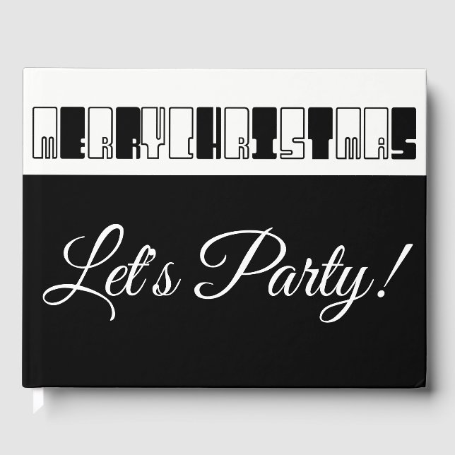 Jul Piano Nycklar Typography Black and White Gästböcker (Framsida)