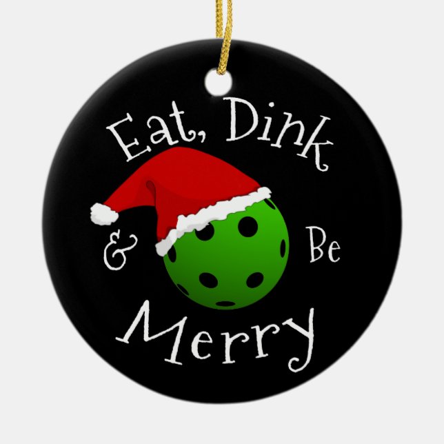 Jul Pickleball Satt Julgransprydnad Keramik (Framsidan)