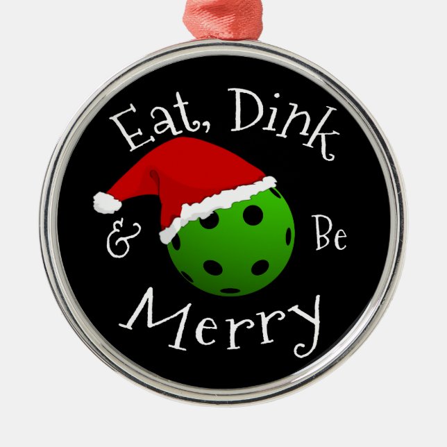 Jul Pickleball Satt Julgransprydnad Metall (Framsidan)