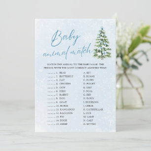 Jul Pil Baby Djur Match Baby Shower Spel Inbjudningar