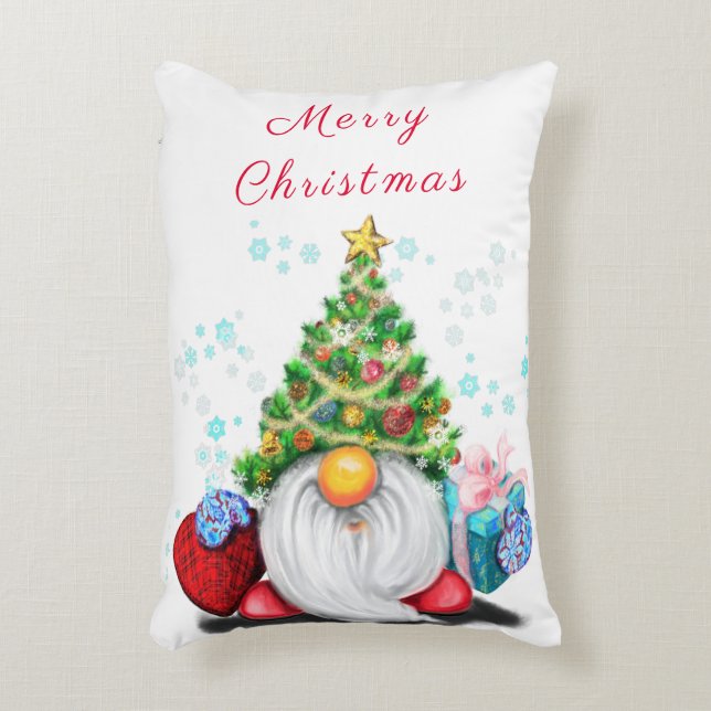 Jul Pillow Gnome med Gift Prydnadskudde (Framsidan(Vertikal))