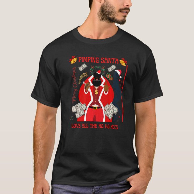 Jul Pimping Santa Kärlek Ho Ho Ho's T Shirt (Framsida)