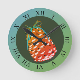 Jul Pinecones Rund Klocka
