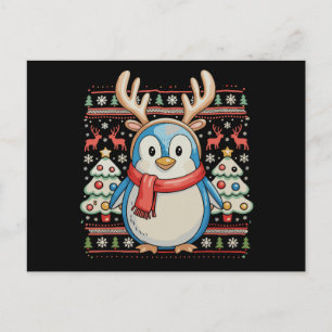 Jul Pingvin Xmas Fula Tröja Snö Högtid Helg Vykort