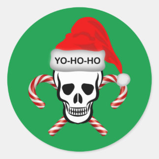 Jul, Pirat Skull Runt Klistermärke