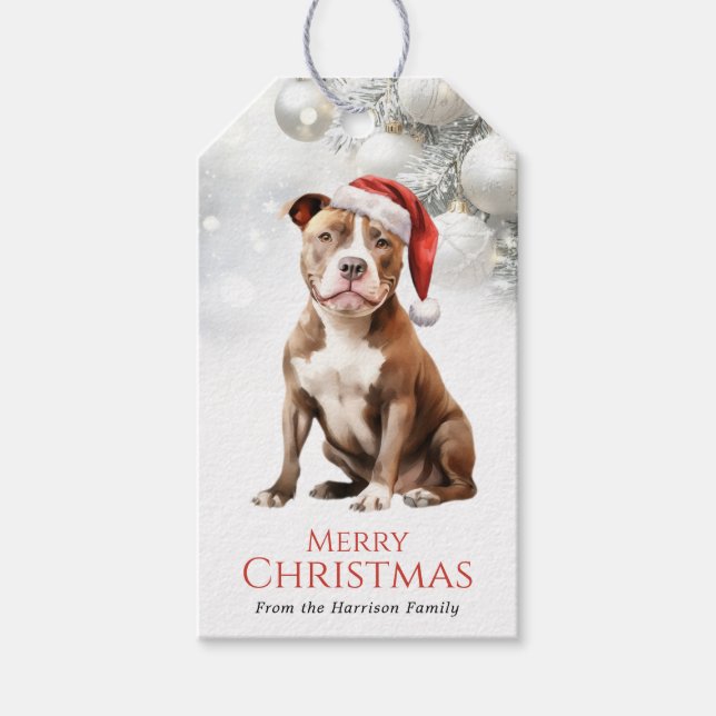 Jul Pit Bull Hund Presentkort Presentetikett (Framsidan)