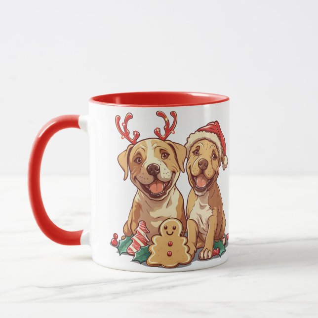 Jul Pit Bull-hundar Mugg (Vänster)