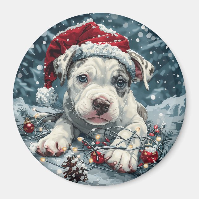 Jul Pit Bull Santa Valp Magnet (Framsidan)