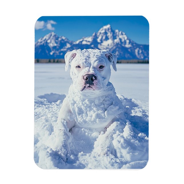 Jul Pitbull Hund Snögubbe Magnet (Vertikal)