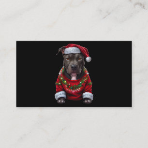 Jul Pitbull Hund Vid Julafton Santas Hat & Sw Visitkort