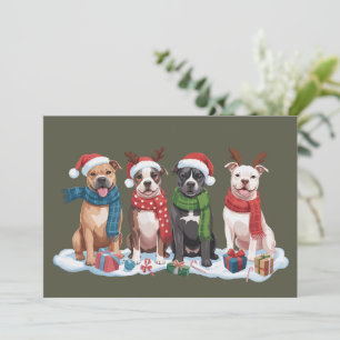 Jul Pitbull Hundägare Present Holiday Xmas Julkort