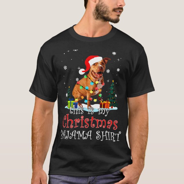 Jul Pitbull Pajama Ljus Funny Pitbull Chri T Shirt (Framsida)