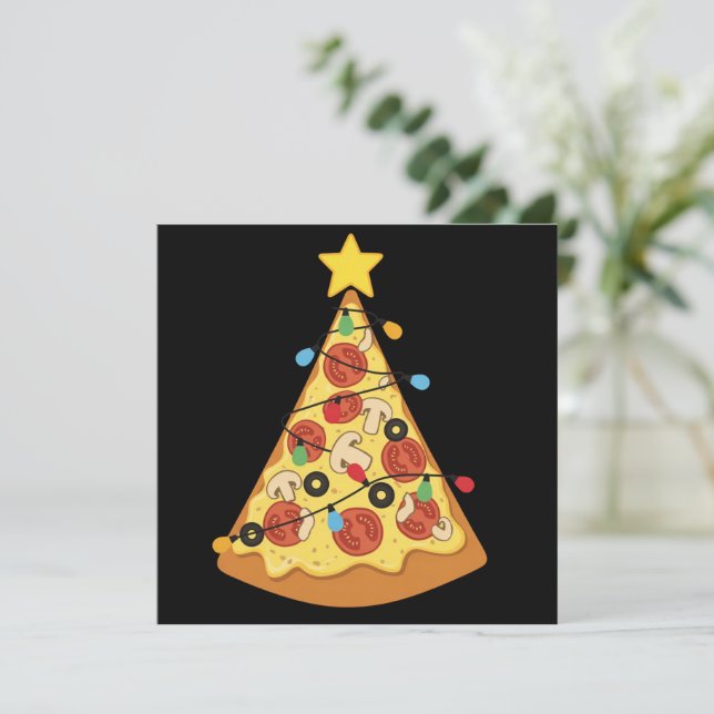 Jul Pizza Älskare Högtidlig Middag Xmas Natt  Julkort (Stående Fram)