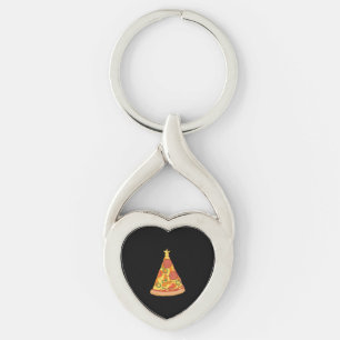 Jul Pizza Twisted Heart Silverfärgad Nyckelring